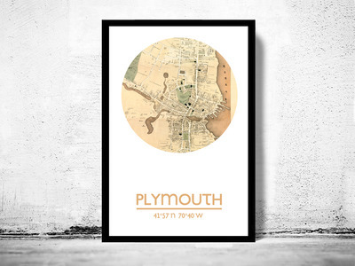 PLYMOUTH MA - city poster - city map poster print