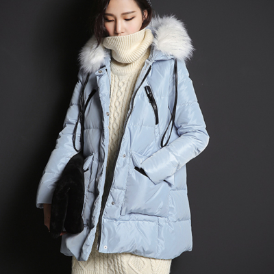 Othermix light blue navy woolen warm hooded winter coat 5mv4080n