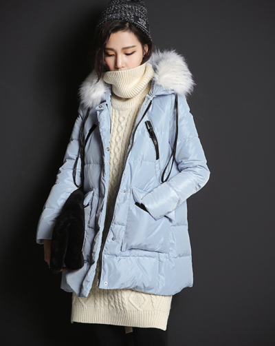 OTHERMIX LIGHT BLUE NAVY WOOLEN WARM HOODED WINTER COAT 5MV4080N