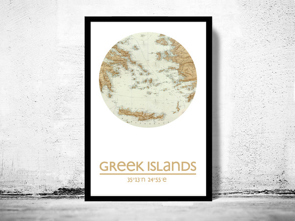 GREEK ISLANDS - city poster - city map poster print