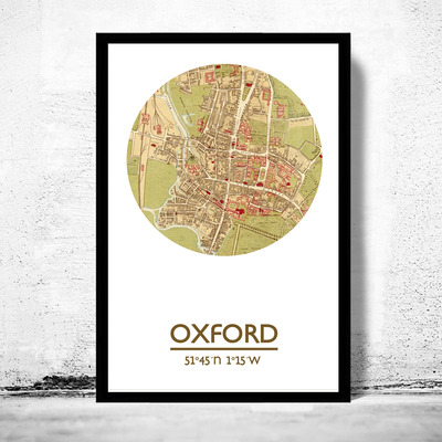Oxford - city poster - city map poster print