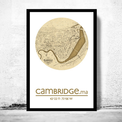 Cambridge ma - city poster - city map poster print