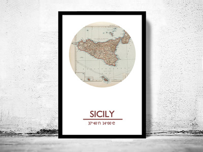SICILY - city poster - city map poster print