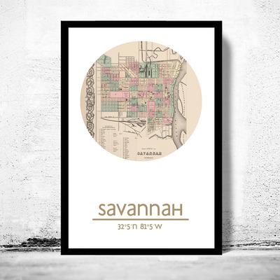 Savannah ga - city poster - city map poster print