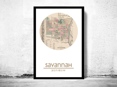 SAVANNAH GA - city poster - city map poster print