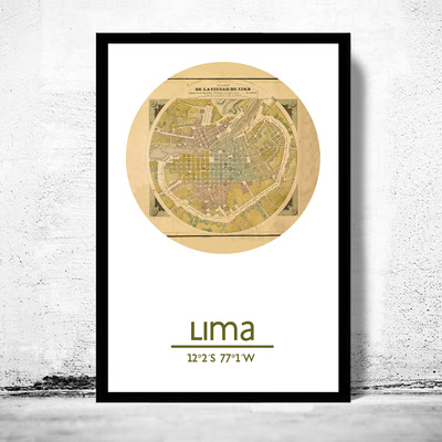 Lima peru - city poster - city map poster print