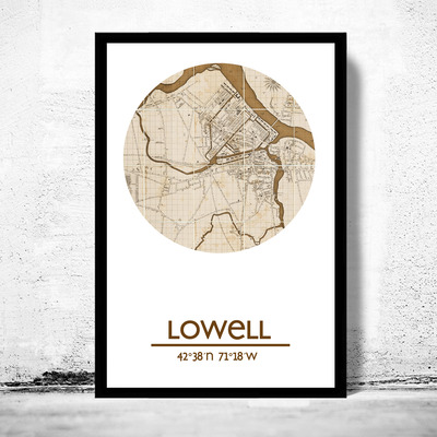 Lowell - city poster - city map poster print