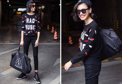 OTHERMIX BLACK WITH RED SEXY LIPS FIGURED SWEATSHIRT 5ML3964Y