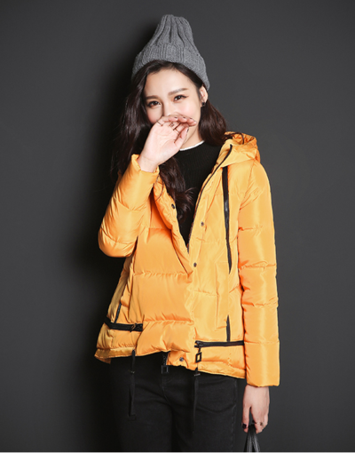 A SHAPED STYLE OTHERMIX THICK HOODED WINTER COAT WITH ZIPPER 5MV4092N-2