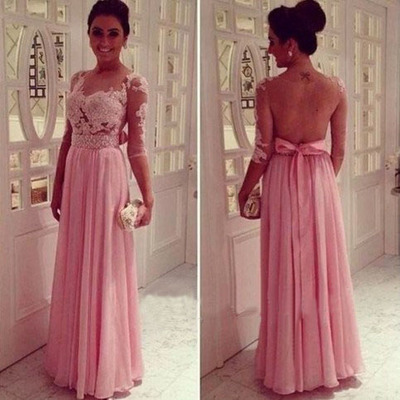 Pink prom dress, see-through back prom dresses, charming prom dresses, long prom dresses, cheap prom dresses 2016, evening dresses, 150264 - Thumbnail 5