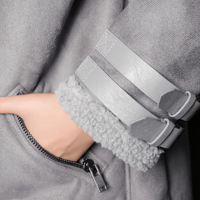 GRAY SUEDE MOTORCYCLE STYLE WOOLEN LEATHER JACKET OTHERMIX 5MG4010X - Thumbnail 2