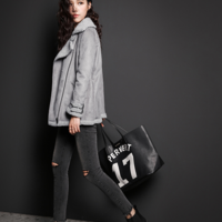 GRAY SUEDE MOTORCYCLE STYLE WOOLEN LEATHER JACKET OTHERMIX 5MG4010X - Thumbnail 4