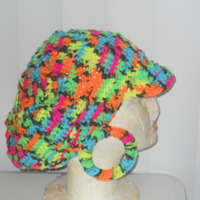 Crochet Big Slouchy Hat with Circle Earrings 1 - Thumbnail 2