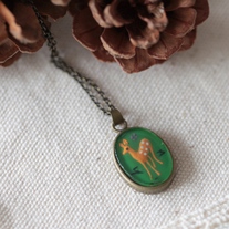Vintage Bambi Oval Pendant Necklace