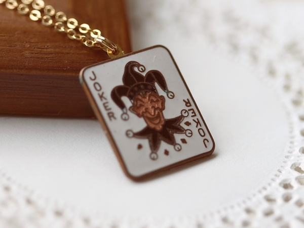 vintage playcard joker necklace