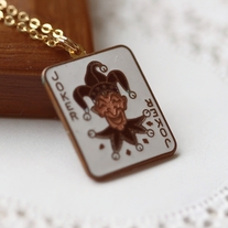 vintage playcard joker necklace
