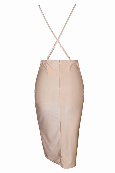 Pink Satin Wrap Bodycon Dress