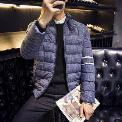 DARK BLUE KOREAN STYLE RIBBED WORK WARM COTTON COAT