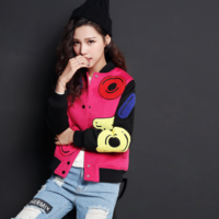 PATCHWORK WITH MULTI COLORS FIGURED BASEBALL JACKET 5MJ4080N - Thumbnail 1