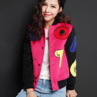 PATCHWORK WITH MULTI COLORS FIGURED BASEBALL JACKET 5MJ4080N - Thumbnail 2