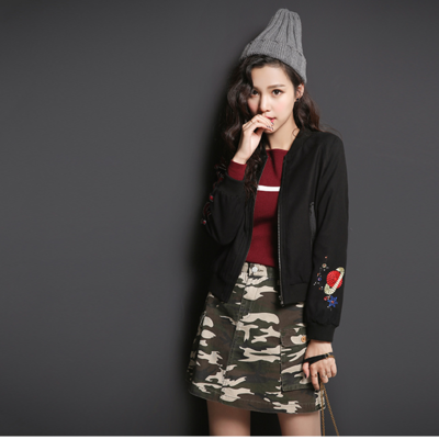 Korean fashion monogram wine red black baseball jacket 5mj4089x - Thumbnail 4