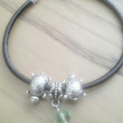 Light green crystal & turtle spacers charm bracelet