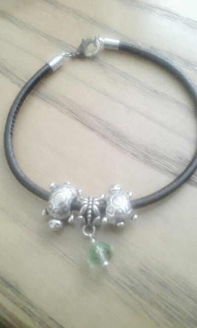 Light green crystal & turtle spacers charm bracelet