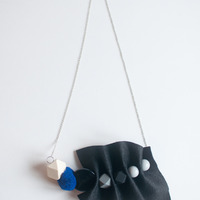 Black Wool Felt Necklace NL0936 - Thumbnail 3