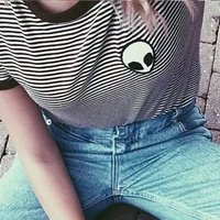 Free Shipping-ALIEN HEAD STRIPED TSHIRT - Thumbnail 1