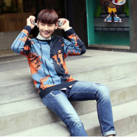 KOREAN STYLE SPELL COLORED COTTON ART SWEATER 5ME178 - Thumbnail 1