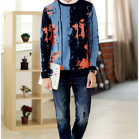 KOREAN STYLE SPELL COLORED COTTON ART SWEATER 5ME178 - Thumbnail 2