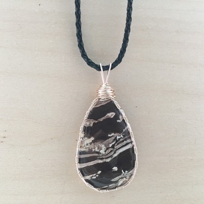 Jasper wire wrapped necklace - Thumbnail 1