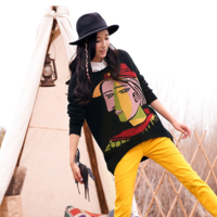 MONGOLIAN ETHNIC STYLE BEADED CASUAL SWEATER 51151287 - Thumbnail 1