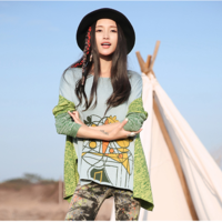 MONGOLIAN RETRO STYLE ABSTRACT PATTERN LOOSE SWEATER 51151288 - Thumbnail 1