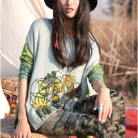 MONGOLIAN RETRO STYLE ABSTRACT PATTERN LOOSE SWEATER 51151288 - Thumbnail 3