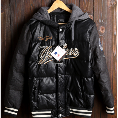Mlb new york ny thick black hoodie baseball jacket - Thumbnail 5
