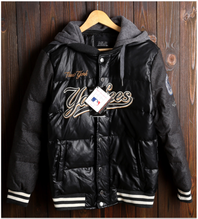 MLB NEW YORK NY THICK BLACK HOODIE BASEBALL JACKET