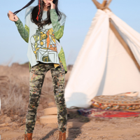 MONGOLIAN RETRO STYLE ABSTRACT PATTERN LOOSE SWEATER 51151288 - Thumbnail 4