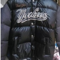 MLB NEW YORK NY THICK BLACK HOODIE BASEBALL JACKET - Thumbnail 4