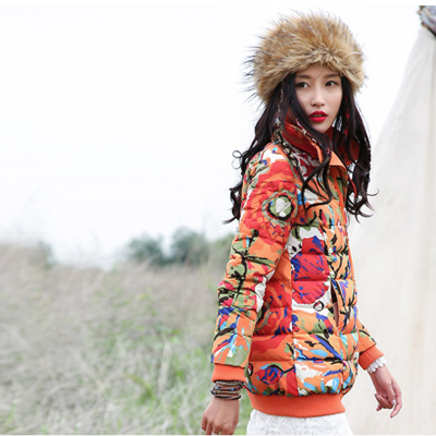 Mongolian floral figured warm winter coat 51151260 - Thumbnail 5