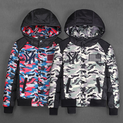 Baseball mlb new york yankees camo hooded cotton baseball jacket - Thumbnail 5