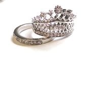 Crown Ring - Princess Ring - Stackable - Silver