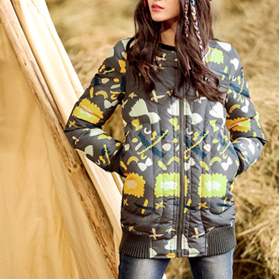 Mongolian fashion cartoon digital printed winter coat 51150797 - Thumbnail 5