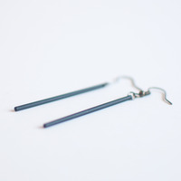 Black Metal Grey Bead Earrings ER0962 - Thumbnail 2