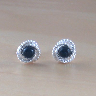 Sterling silver black gemstone earrings/black studs/black gemstone jewelry/black gemstone jewellery/uk