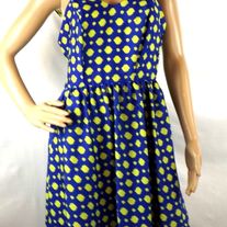 Women's Robbie Bee Casual Dress Polyester Knee Length Blue Bright Green Sz 6