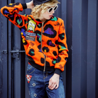 MaxMartin CARTOON FIGURED LEOPARD WOOLEN COAT M2588J153 - Thumbnail 1