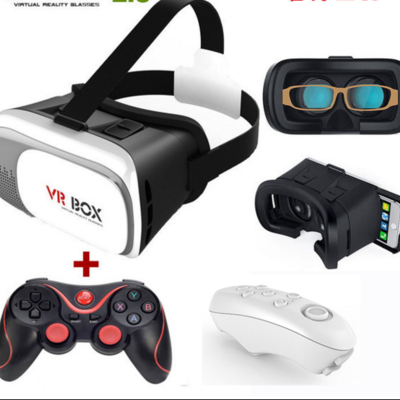 Vr box 2nd generation virtual reality 3d glasses bluetooth control blue glass joystick gamepad