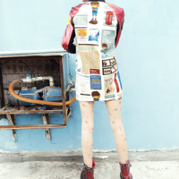 MAXMARTIN APRICOT CARTOON FIGURED COTTON CASUAL LONG JACKET M7873J253 - Thumbnail 3