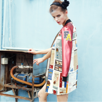 MAXMARTIN APRICOT CARTOON FIGURED COTTON CASUAL LONG JACKET M7873J253 - Thumbnail 4